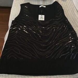 Calvin Klein Black Sequin Tank Top L NWT